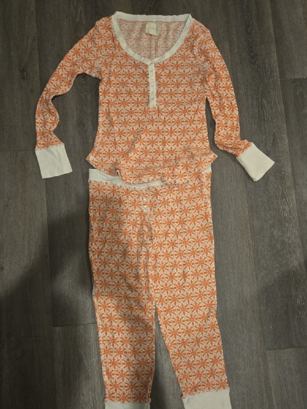 PINK Victoria's Secret Orange Patterned Long-Sleeve Henley - Picture 3 of 4